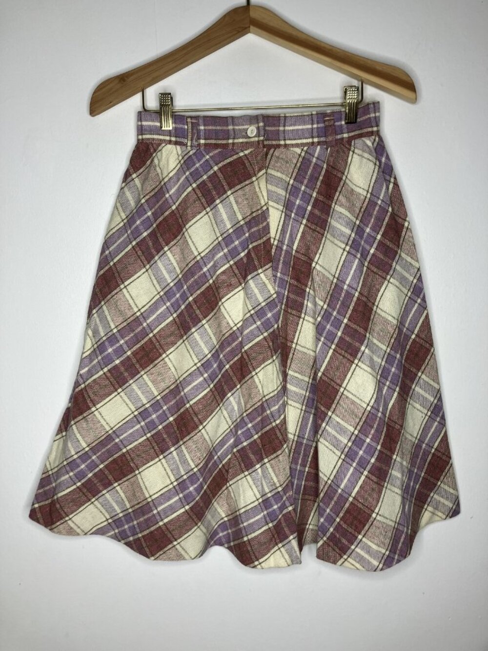 Vintage Paquette Byer California Plaid Skirt Women's 28 Waist Wool A-Line Small - Picture 1 of 9